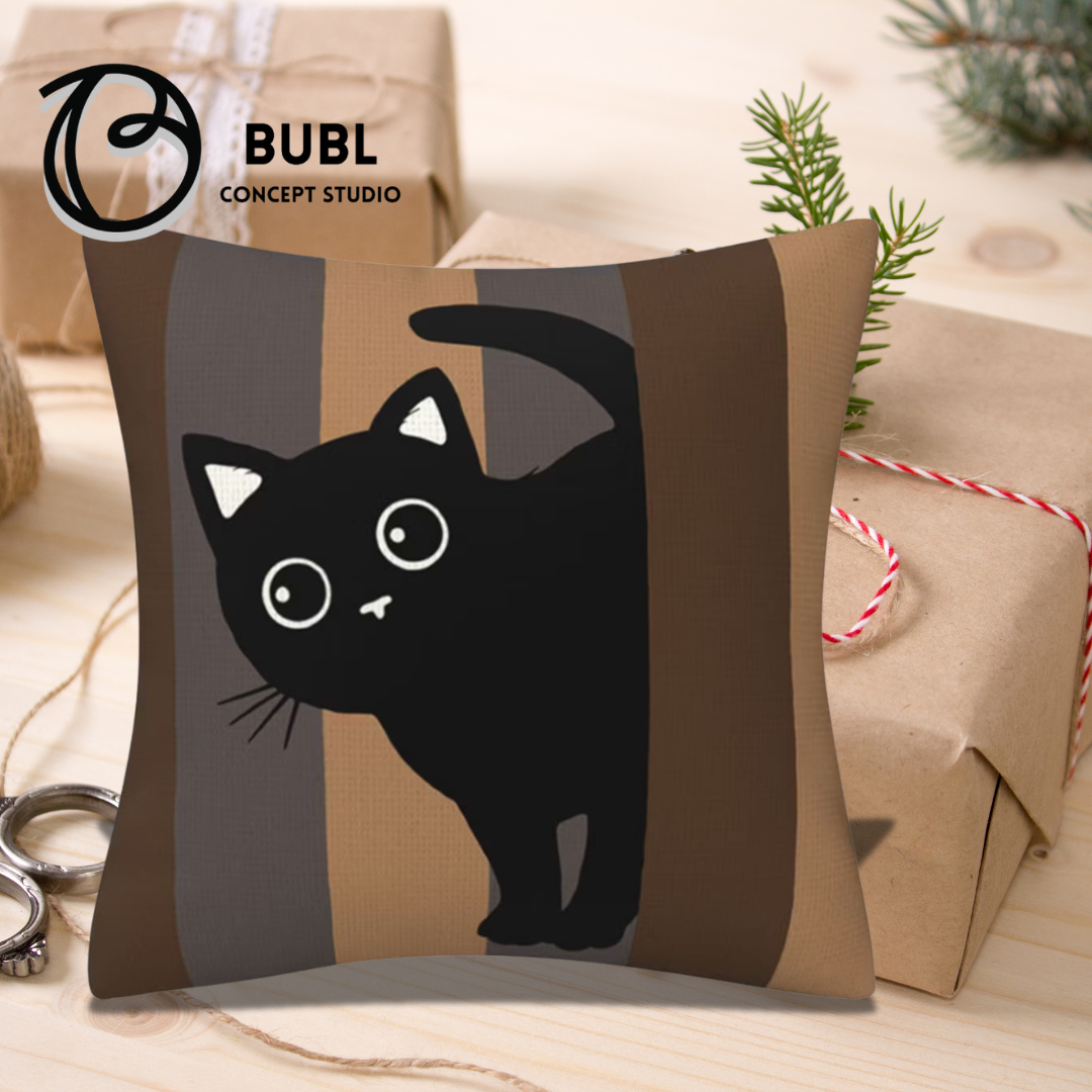 40X40 CUTE BLACK CAT THROW PILLOW
